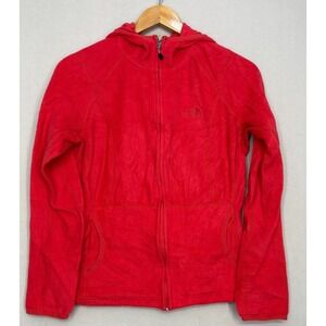 The North Face Fleece Jacket Womens Red Full Zip Hooded Long Sleeve Outdoor M